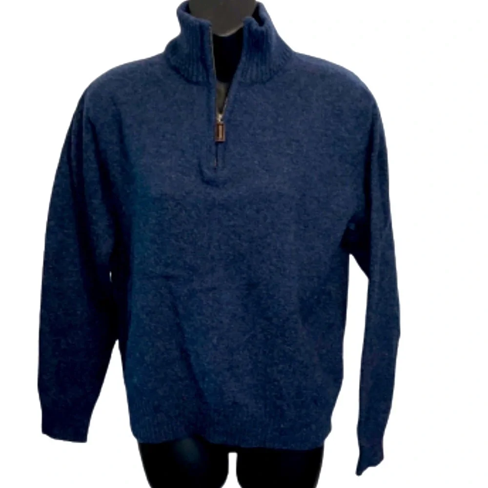 J. Crew navy blue pullover 1/2 zip 100% wool sweater size L
